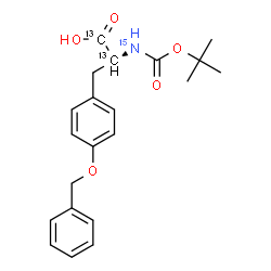 ChemSpider 2D Image | O-Benzyl-N-{[(2-methyl-2-propanyl)oxy]carbonyl}-L-(alpha-~13~C_2_,~15~N)tyrosine | C1913C2H2515NO5