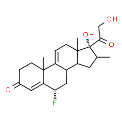 ChemSpider 2D Image | (6alpha,8xi,10xi,13xi,14xi)-6-Fluoro-17,21-dihydroxy-16-methylpregna-4,9(11)-diene-3,20-dione | C22H29FO4