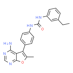 ChemSpider 2D Image | 1-[4-(4-Amino-6-methylfuro[2,3-d]pyrimidin-5-yl)phenyl]-3-(3-ethylphenyl)urea | C22H21N5O2