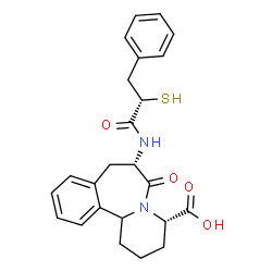 ChemSpider 2D Image | (4S,7S)-6-Oxo-7-{[(2S)-3-phenyl-2-sulfanylpropanoyl]amino}-1,2,3,4,6,7,8,12b-octahydropyrido[2,1-a][2]benzazepine-4-carboxylic acid | C24H26N2O4S