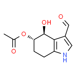 ChemSpider 2D Image | (4S,5S)-3-Formyl-4-hydroxy-4,5,6,7-tetrahydro-1H-indol-5-yl acetate | C11H13NO4