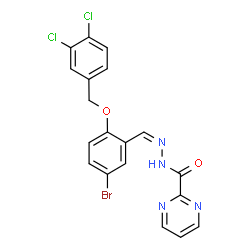 ChemSpider 2D Image | N'-[(Z)-{5-Bromo-2-[(3,4-dichlorobenzyl)oxy]phenyl}methylene]-2-pyrimidinecarbohydrazide | C19H13BrCl2N4O2