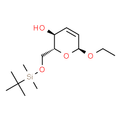 ChemSpider 2D Image | Ethyl 2,3-dideoxy-6-O-[dimethyl(2-methyl-2-propanyl)silyl]-alpha-D-erythro-hex-2-enopyranoside | C14H28O4Si