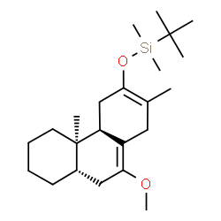 ChemSpider 2D Image | {[(4aR,4bR,8aS)-10-Methoxy-2,4b-dimethyl-1,4,4a,4b,5,6,7,8,8a,9-decahydro-3-phenanthrenyl]oxy}(dimethyl)(2-methyl-2-propanyl)silane | C23H40O2Si