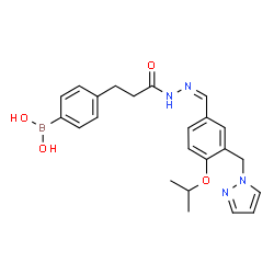ChemSpider 2D Image | [4-(3-{(2Z)-2-[4-Isopropoxy-3-(1H-pyrazol-1-ylmethyl)benzylidene]hydrazino}-3-oxopropyl)phenyl]boronic acid | C23H27BN4O4