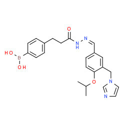 ChemSpider 2D Image | [4-(3-{(2Z)-2-[3-(1H-Imidazol-1-ylmethyl)-4-isopropoxybenzylidene]hydrazino}-3-oxopropyl)phenyl]boronic acid | C23H27BN4O4