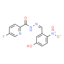 ChemSpider 2D Image | 5-Fluoro-N'-[(Z)-(5-hydroxy-2-nitrophenyl)methylene]-2-pyridinecarbohydrazide | C13H9FN4O4