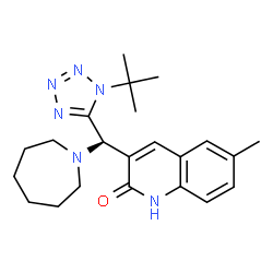 ChemSpider 2D Image | 3-{(R)-1-Azepanyl[1-(2-methyl-2-propanyl)-1H-tetrazol-5-yl]methyl}-6-methyl-2(1H)-quinolinone | C22H30N6O