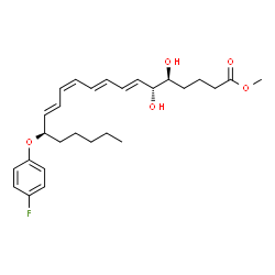 ChemSpider 2D Image | Methyl (5S,6R,7E,9E,11Z,13E,15R)-15-(4-fluorophenoxy)-5,6-dihydroxy-7,9,11,13-icosatetraenoate | C27H37FO5