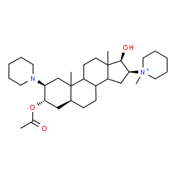 ChemSpider 2D Image | (2beta,3alpha,5alpha,8xi,9xi,10xi,13xi,14xi,16beta,17beta)-3-Acetoxy-17-hydroxy-16-(1-methyl-1-piperidiniumyl)-2-(1-piperidinyl)androstane | C32H55N2O3