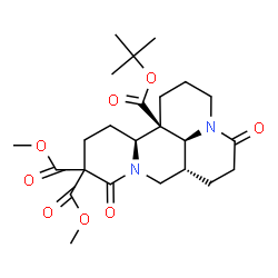 ChemSpider 2D Image | 14,14-Dimethyl 7-(2-methyl-2-propanyl) (5beta,7beta,11alpha)-2,15-dioxomatridine-7,14,14-tricarboxylate | C24H34N2O8