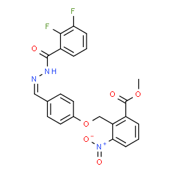 ChemSpider 2D Image | Methyl 2-[(4-{(Z)-[(2,3-difluorobenzoyl)hydrazono]methyl}phenoxy)methyl]-3-nitrobenzoate | C23H17F2N3O6