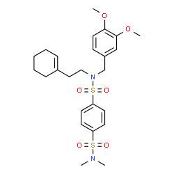 ChemSpider 2D Image | N-[2-(1-Cyclohexen-1-yl)ethyl]-N-(3,4-dimethoxybenzyl)-N',N'-dimethyl-1,4-benzenedisulfonamide | C25H34N2O6S2