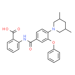 ChemSpider 2D Image | 2-{[4-(3,5-Dimethyl-1-piperidinyl)-3-phenoxybenzoyl]amino}benzoic acid | C27H28N2O4