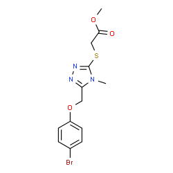 ChemSpider 2D Image | Methyl ({5-[(4-bromophenoxy)methyl]-4-methyl-4H-1,2,4-triazol-3-yl}sulfanyl)acetate | C13H14BrN3O3S