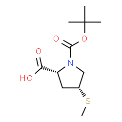 ChemSpider 2D Image | (4R)-1-{[(2-Methyl-2-propanyl)oxy]carbonyl}-4-(methylsulfanyl)-D-proline | C11H19NO4S