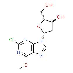 ChemSpider 2D Image | 2-Chloro-9-(2-deoxy-beta-D-erythro-pentofuranosyl)-6-methoxy-9H-purine | C11H13ClN4O4