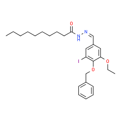 ChemSpider 2D Image | N'-{(Z)-[4-(Benzyloxy)-3-ethoxy-5-iodophenyl]methylene}decanehydrazide | C26H35IN2O3