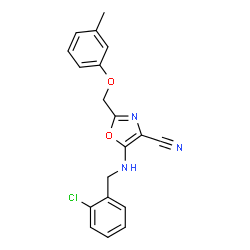 ChemSpider 2D Image | 5-[(2-Chlorobenzyl)amino]-2-[(3-methylphenoxy)methyl]-1,3-oxazole-4-carbonitrile | C19H16ClN3O2