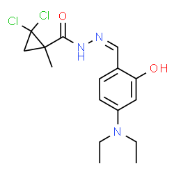 ChemSpider 2D Image | 2,2-Dichloro-N'-{(Z)-[4-(diethylamino)-2-hydroxyphenyl]methylene}-1-methylcyclopropanecarbohydrazide | C16H21Cl2N3O2