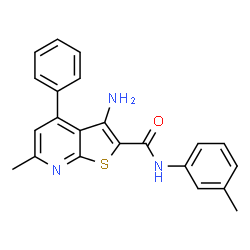ChemSpider 2D Image | 3-Amino-6-methyl-N-(3-methylphenyl)-4-phenylthieno[2,3-b]pyridine-2-carboxamide | C22H19N3OS