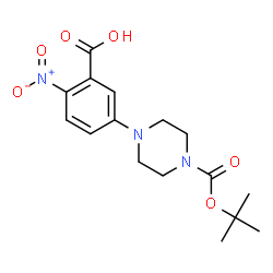 ChemSpider 2D Image | 1-N-Boc-4-(3-Carboxy-4-nitrophenyl)piperazine | C16H21N3O6