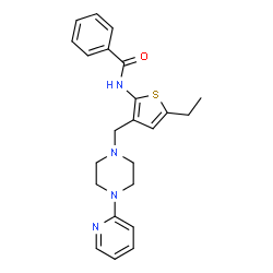 ChemSpider 2D Image | N-(5-Ethyl-3-{[4-(2-pyridinyl)-1-piperazinyl]methyl}-2-thienyl)benzamide | C23H26N4OS