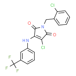 ChemSpider 2D Image | 3-Chloro-1-(2-chlorobenzyl)-4-{[3-(trifluoromethyl)phenyl]amino}-1H-pyrrole-2,5-dione | C18H11Cl2F3N2O2
