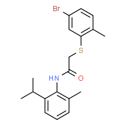 ChemSpider 2D Image | 2-[(5-Bromo-2-methylphenyl)sulfanyl]-N-(2-isopropyl-6-methylphenyl)acetamide | C19H22BrNOS