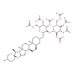 ChemSpider 2D Image | (3beta,5beta,25S)-Spirostan-3-yl 3,4,6-tri-O-acetyl-2-O-(2,3,4,6-tetra-O-acetyl-beta-D-glucopyranosyl)-beta-D-galactopyranoside | C53H78O20