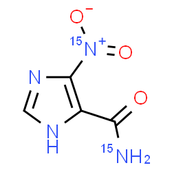 ChemSpider 2D Image | 4-(~15~N)Nitro-1H-imidazole-5-(~15~N)carboxamide | C4H4N215N2O3