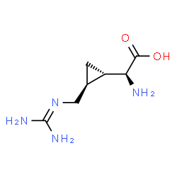 ChemSpider 2D Image | (2S)-Amino[(1S,2S)-2-{[(diaminomethylene)amino]methyl}cyclopropyl]acetic acid | C7H14N4O2
