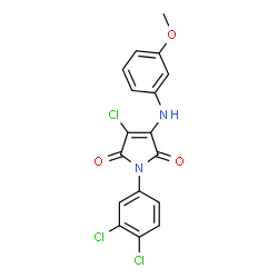 ChemSpider 2D Image | 3-Chloro-1-(3,4-dichlorophenyl)-4-[(3-methoxyphenyl)amino]-1H-pyrrole-2,5-dione | C17H11Cl3N2O3