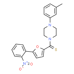 ChemSpider 2D Image | [4-(3-Methylphenyl)-1-piperazinyl][5-(2-nitrophenyl)-2-furyl]methanethione | C22H21N3O3S