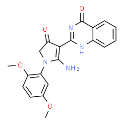 ChemSpider 2D Image | 2-[2-Amino-1-(2,5-dimethoxyphenyl)-4-oxo-4,5-dihydro-1H-pyrrol-3-yl]-4(1H)-quinazolinone | C20H18N4O4