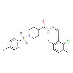 ChemSpider 2D Image | N'-[(Z)-(2-Chloro-6-fluoro-3-methylphenyl)methylene]-1-[(4-fluorophenyl)sulfonyl]-4-piperidinecarbohydrazide | C20H20ClF2N3O3S