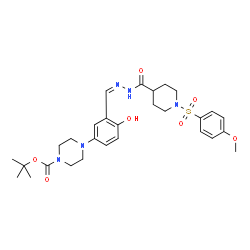 ChemSpider 2D Image | 2-Methyl-2-propanyl 4-(4-hydroxy-3-{(Z)-[({1-[(4-methoxyphenyl)sulfonyl]-4-piperidinyl}carbonyl)hydrazono]methyl}phenyl)-1-piperazinecarboxylate | C29H39N5O7S