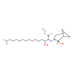 ChemSpider 2D Image | Ethyl (2R,3R)-3-hydroxy-2-{(E)-[(2R)-2-hydroxy-2-methylbicyclo[3.1.1]hept-3-ylidene]amino}-15-methylhexadecanoate | C27H49NO4