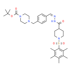 ChemSpider 2D Image | 2-Methyl-2-propanyl 4-(4-{(Z)-[({1-[(pentamethylphenyl)sulfonyl]-4-piperidinyl}carbonyl)hydrazono]methyl}benzyl)-1-piperazinecarboxylate | C34H49N5O5S