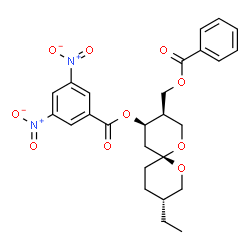 ChemSpider 2D Image | (3R,4R,6R,9R)-3-[(Benzoyloxy)methyl]-9-ethyl-1,7-dioxaspiro[5.5]undec-4-yl 3,5-dinitrobenzoate | C26H28N2O10