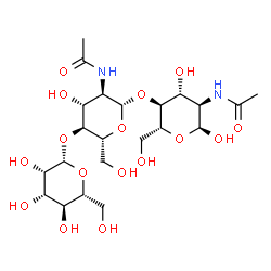 ChemSpider 2D Image | beta-D-Mannopyranosyl-(1->4)-2-acetamido-2-deoxy-beta-D-glucopyranosyl-(1->4)-2-acetamido-2-deoxy-alpha-D-glucopyranose | C22H38N2O16