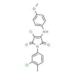 ChemSpider 2D Image | 3-Chloro-1-(3-chloro-4-methylphenyl)-4-[(4-methoxyphenyl)amino]-1H-pyrrole-2,5-dione | C18H14Cl2N2O3