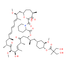ChemSpider 2D Image | (1R,2R,4R)-4-{(2R)-2-[(8S,11S,14R,15E,17R,18R,20R,22S,23E,25E,27E,29S,31S,34R)-1,17-Dihydroxy-18,29-dimethoxy-14,16,20,22,28,34-hexamethyl-2,9,13,19,35-pentaoxo-10,36-dioxa-3-azatricyclo[29.4.1.0~3,8~
]hexatriaconta-15,23,25,27-tetraen-11-yl]propyl}-2-methoxycyclohexyl 3-hydroxy-2-(hydroxymethyl)-2-methylpropanoate | C56H87NO16