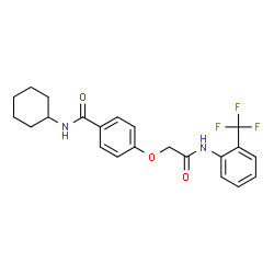 ChemSpider 2D Image | N-Cyclohexyl-4-(2-oxo-2-{[2-(trifluoromethyl)phenyl]amino}ethoxy)benzamide | C22H23F3N2O3