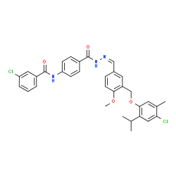 ChemSpider 2D Image | 3-Chloro-N-(4-{[(2Z)-2-{3-[(4-chloro-2-isopropyl-5-methylphenoxy)methyl]-4-methoxybenzylidene}hydrazino]carbonyl}phenyl)benzamide | C33H31Cl2N3O4