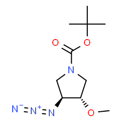 ChemSpider 2D Image | tert-butyl (3S,4S)-3-azido-4-methoxypyrrolidine-1-carboxylate | C10H18N4O3