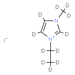 ChemSpider 2D Image | 3-(~2~H_5_)Ethyl-1-(~2~H_3_)methyl(~2~H_3_)-1H-imidazol-3-ium iodide | C6D11IN2