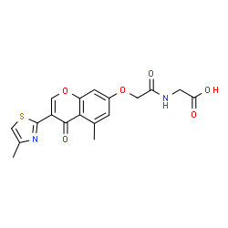ChemSpider 2D Image | N-({[5-Methyl-3-(4-methyl-1,3-thiazol-2-yl)-4-oxo-4H-chromen-7-yl]oxy}acetyl)glycine | C18H16N2O6S
