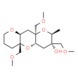 ChemSpider 2D Image | (2S,3S,4aS,5aS,9aS,10aS)-3,5a,10a-Tris(methoxymethyl)-2-methyldecahydro-2H-dipyrano[3,2-b:2',3'-e]pyran-3-ol | C18H32O7
