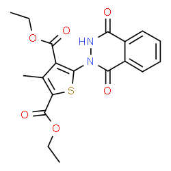 ChemSpider 2D Image | Diethyl 5-(1,4-dioxo-3,4-dihydrophthalazin-2(1H)-yl)-3-methylthiophene-2,4-dicarboxylate | C19H18N2O6S